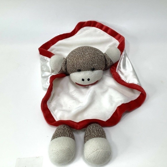BABY Starters Sock Monkey Lovey Rattle Security Blanket Plush Stuffed Animal - Picture 6 of 7
